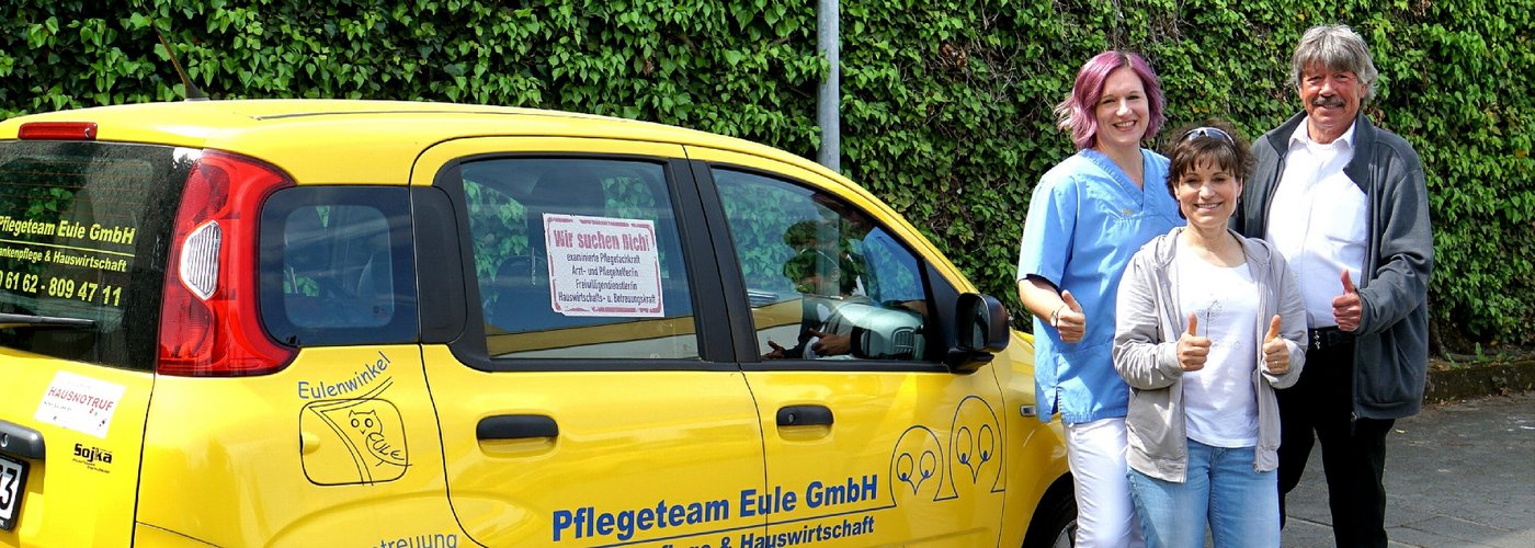 Jürgen Winter mit Teilzeitauszubildender Anna S., Pflegeteam Eule